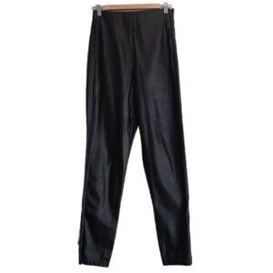OLD NAVY Faux Leather Skinny Pants Extra High-Waisted Black Ankle Zip Sz 4 Tall